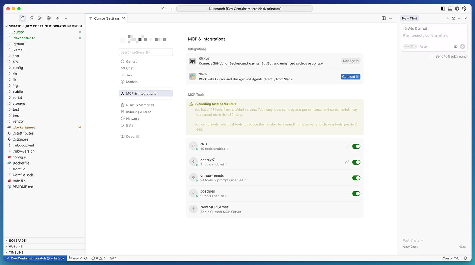 Confirm running MCPs in Cursor Settings
