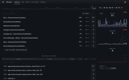 RoRvsWild dashboard showing request performance metrics